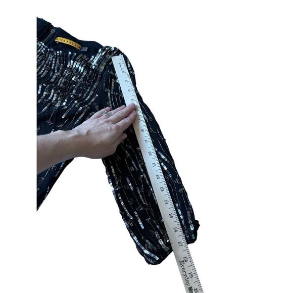 Alice + Olivia Mini Dress Sequin Beaded size XS Black - Picture 7 of 16